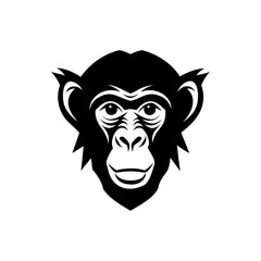 Silhouette chimpanzee head logo graphic with facial details primate animal