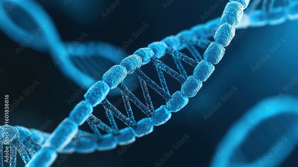 Poster a detailed 3d rendering of a dna double helix showcasing the molecular structure of genetic material