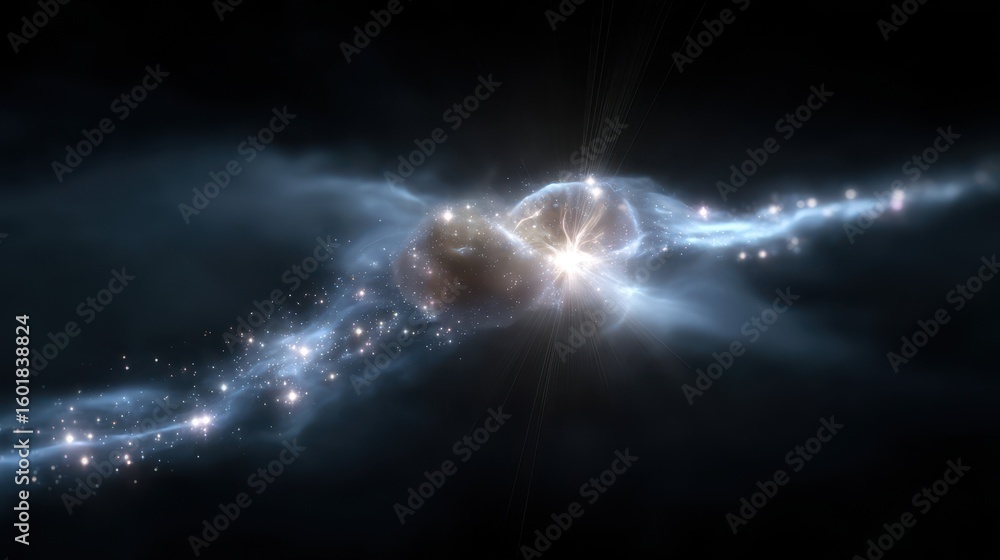 Poster cosmic light echo from stellar explosion in deep space