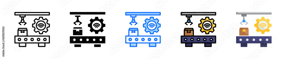 Poster factory icon set multiple style collection