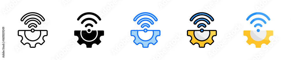 Poster technology icon set multiple style collection