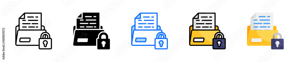Poster data security icon set multiple style collection