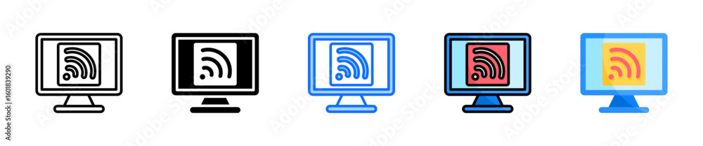 Poster connectivity icon set multiple style collection