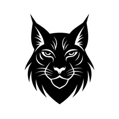 Silhouette lynx head logo with accents on animal
