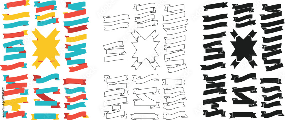 Poster vector ribbons banners set design elements graphic resources for web and print decoration template c