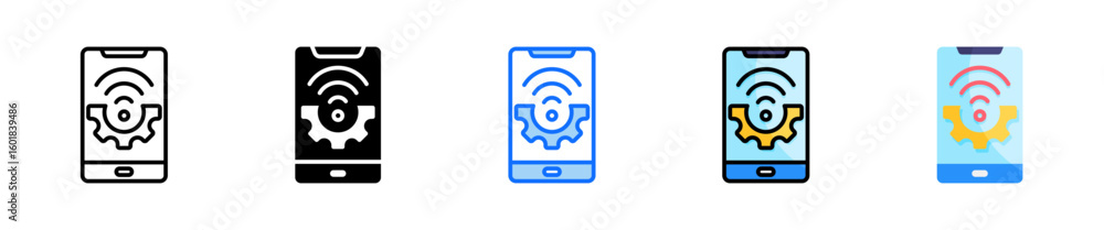 Poster smart technology icon set multiple style collection