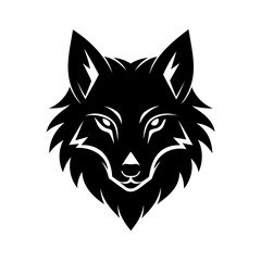 Silhouette wolf head logo graphic with sharp angular features vector