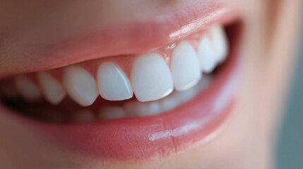 Obraz premium Close-up of a natural smile with perfect white teeth, highlighting dental health and confidence.