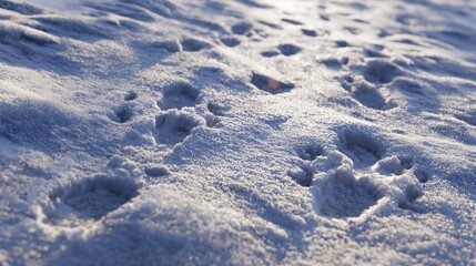 Animal tracks in fresh snow