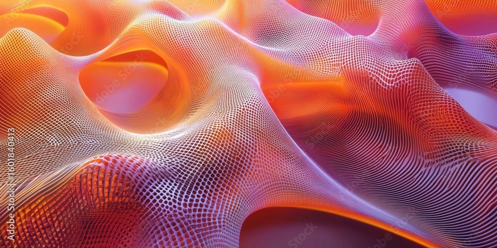 Poster a high-tech animation concept where 3d forms continuously evolve and blend together