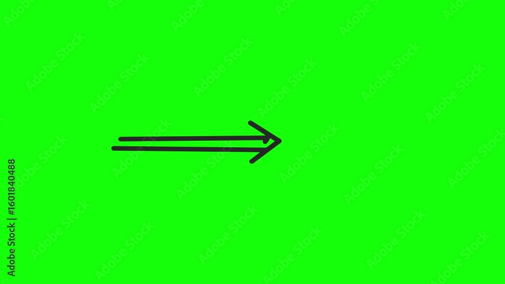 Poster animated double line arrow moving right on green screen background video