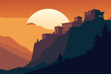 Obraz premium silhouette of castle on the hill