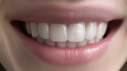 Fototapeta premium Close-up of a natural smile with perfect white teeth, highlighting dental health and confidence.