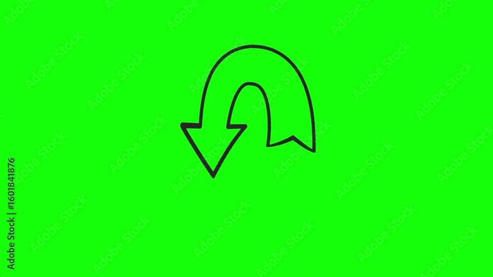 Poster animated green screen u-turn arrow loop