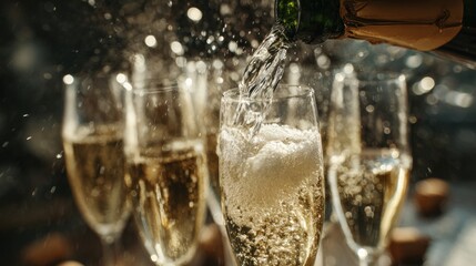 Sparkling champagne being poured
