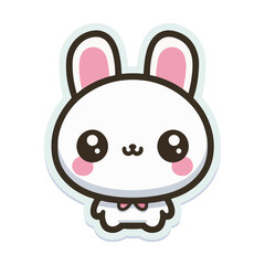 Kawaii Rabbit Sticker in Flat Vector Style