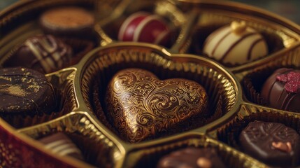 Heart-shaped chocolate in a box