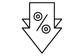 line art Percent down vector silhouette illustration isolated on white background