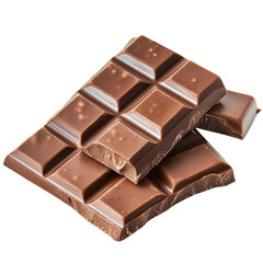 Fototapeta premium Delicious Milk Chocolate Pieces On White. Sweet Dessert For Backgrounds.