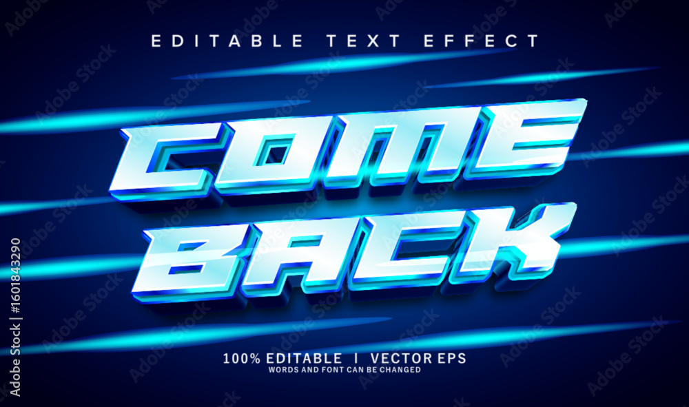 Poster come back vector text effect with modern style design