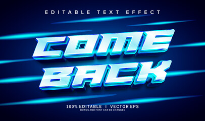 come back vector text effect with modern style design