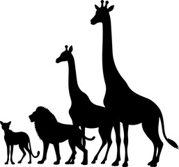 Fototapeta premium set of animals silhouettes, silhouette, animal, vector, horse, farm, cow, goat, animals, illustration, dog, icon, elephant, wild, cat, sheep, deer, set, collection, lion, giraffe, nature, silhouettes,