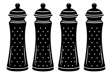 set of Pepper shaker vector silhouette illustration isolated on white background