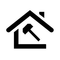 Hammer inside house silhouette symbol construction repair