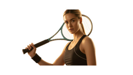 Confident Female Tennis Player with Racket