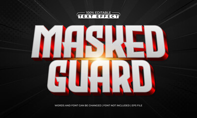 Fototapeta premium masked guard editable text effect with a super and hero text style