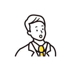 ビジネスマンが驚いた表情をしている上半身のシンプルなイラスト素材