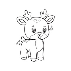 Cute cartoon reindeer. Coloring book for kids.