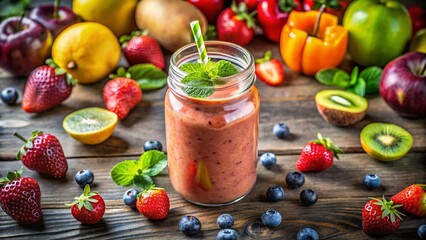 Fresh berry fruit smoothie drink in a glass, isolated on white for a healthy breakfast