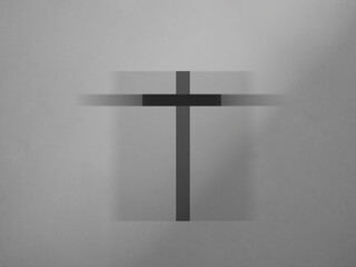 Cross christian god religion on shadow wall floor background, jesus church worship pray catholic...