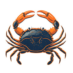 Pixelated Crab Illustration with Blue Shell and Orange Claws on Transparent Background