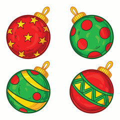 Set of Christmas ornaments. Vector illustration in cartoon style.