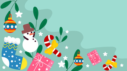 Christmas illustration with a joyful snowman, colorful gifts, and candy canes. Perfect for holiday cards, seasonal promotions, and festive designs.