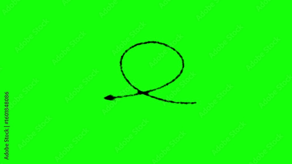 Poster animated snake drawing on green screen background for visual effects