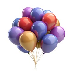 A vibrant bunch of colorful balloons isolated on white background