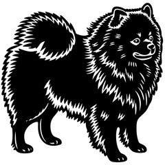 Fluffy pomeranian dog silhouette vector art