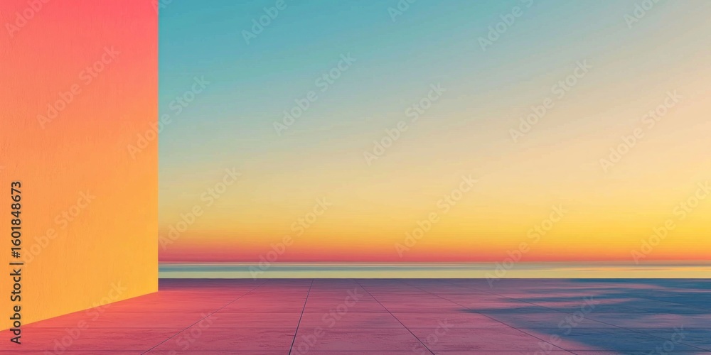 Poster a minimalist abstract artwork where vibrant color gradients create a mesmerizing effect