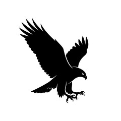 Obraz premium A powerful black silhouette of an osprey in flight, talons extended, ready to seize prey.