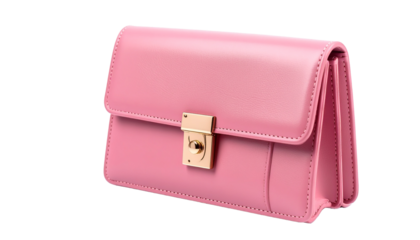 Vintage Pink Color Woman Handbag, Isolated on Transparent Background