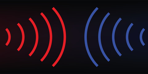 sonar wave conceptual abstract blue and red background