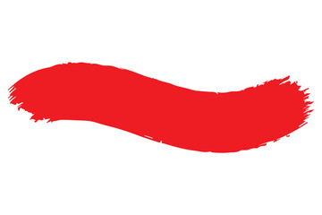 Red brush stroke on transparent background. Paint Stroke. Grunge Hand Painted Red Brush Strokes. Grunge Brushes. Logo brush painted watercolor background. Vector illustration. 