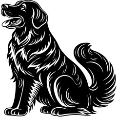 Stylized golden retriever silhouette black vector art