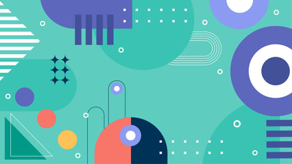 Obraz premium Abstract artwork with colorful geometric shapes and patterns.