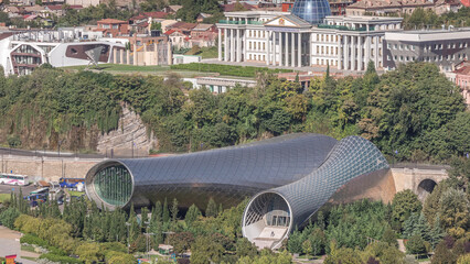 The Ceremonial Palace of Georgia and concert hall aerial timelapse. Tbilisi, Georgia.