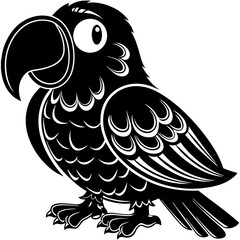 Stylized solid black silhouette of a parrot