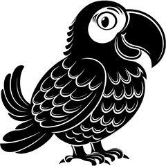 Stylized black silhouette of a parrot graphic